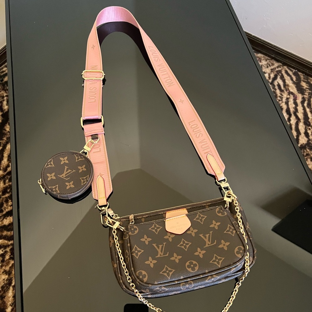 Louis Vuitton Pink and Brown Crossbody Bag DHG8!
